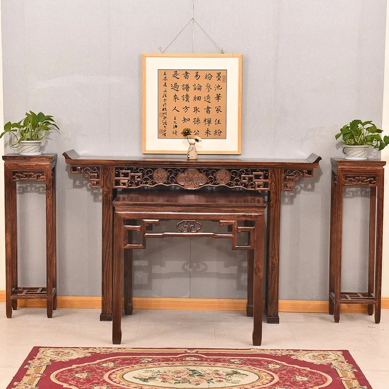 Rural Hall Offering Table Combination Bar Table Buddha Table Solid Wood Offering Table Elm Wood Antique