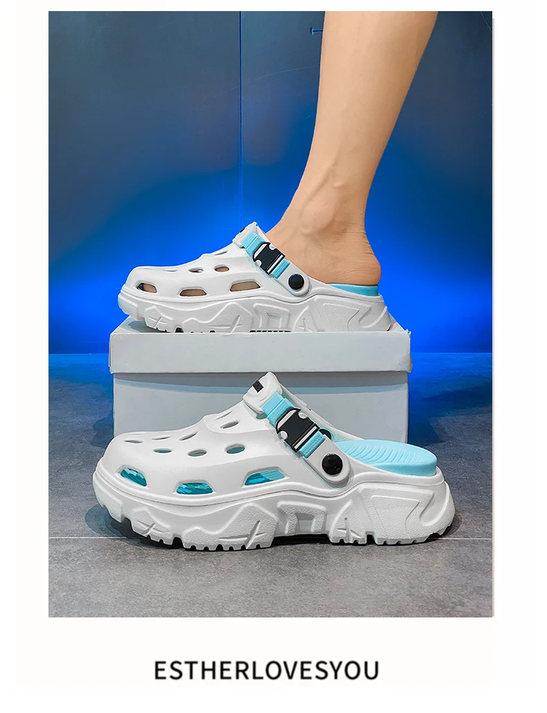 Herren- und Damen-Paar-Sommer-Outdoor-Rutschfeste, geruchshemmende, geschlossene Zehenpantoffeln, große Strand-Sandalen und Pantoffeln für – Detail 8