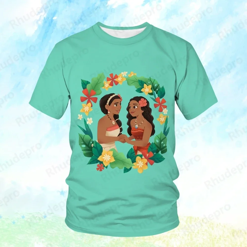 ديزني موانا تي شيرت الرجال النساء الصيف الكرتون المطبوعة بلايز تيز موضة ملابس قصيرة الأكمام ملابس الشارع الشهير