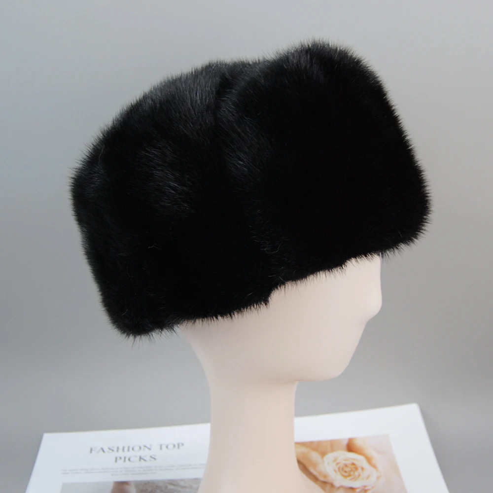 2025 Luxury Winter Unisex Top Real Mink Fur Bomber Hat  Genuine Marten Head Warm Black/Brown Caps Best Gift For parent Gorras