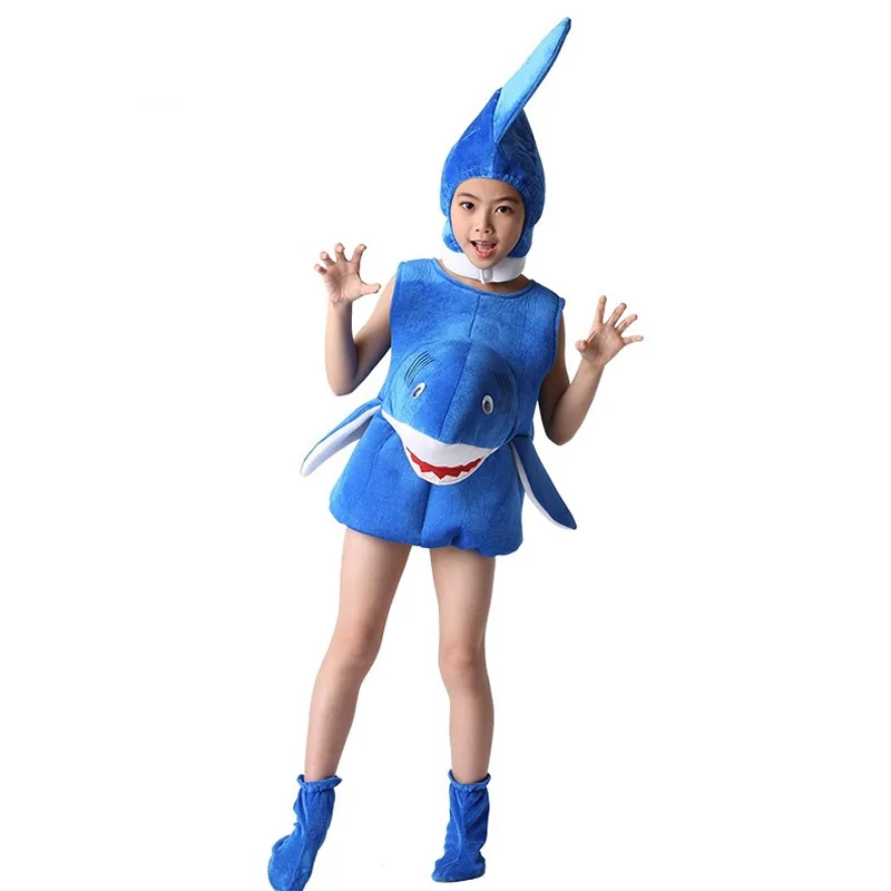 Shark Cosplay Anime 3D Costume Kids Performance Marine animals Children‘s Clothing Set Hat Shoe Sea Turtles Hippocampus Dolphins