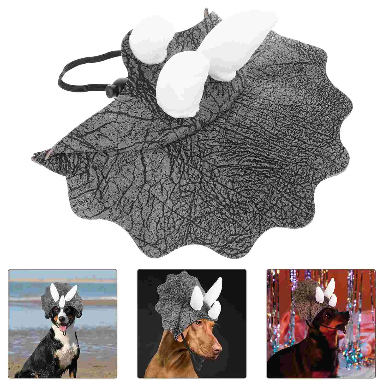 

Pet Cosplay Hat Triceratops Hat Dinosaur Headgear Hat Dog Adjustable Buckle Costume Festival dinosaur hat for dogs