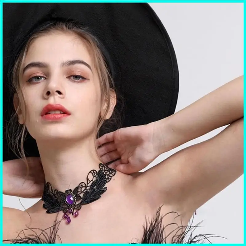 Artystyczny zestaw kapeluszy młodzieżowych Prosty kapelusz uliczny Halloweenowy kapelusz wiedźmy z koronką