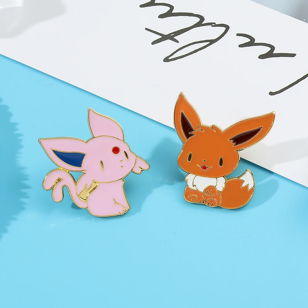 Anime Pokemons Enamel Pin Cartoon Figure Espeon Flareon Eevee Metal Badge Brooch Backpack Clothing Lapel Pin Jewelry Accessories