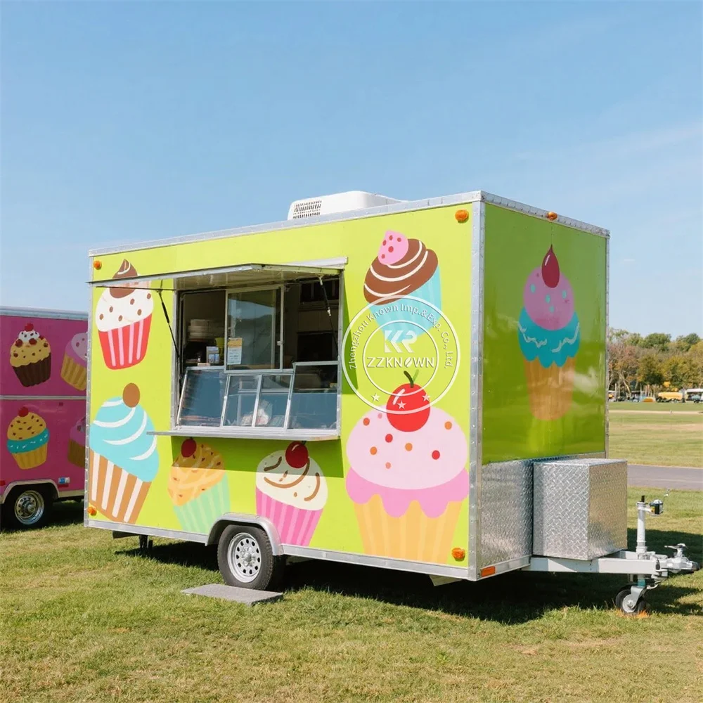 Outdoor Mobile Restaurant Catering Trailer Ice Cream Coffee Cart Commercial BBQ Trailer Coffee Bar Food Truck With Full Kitchen