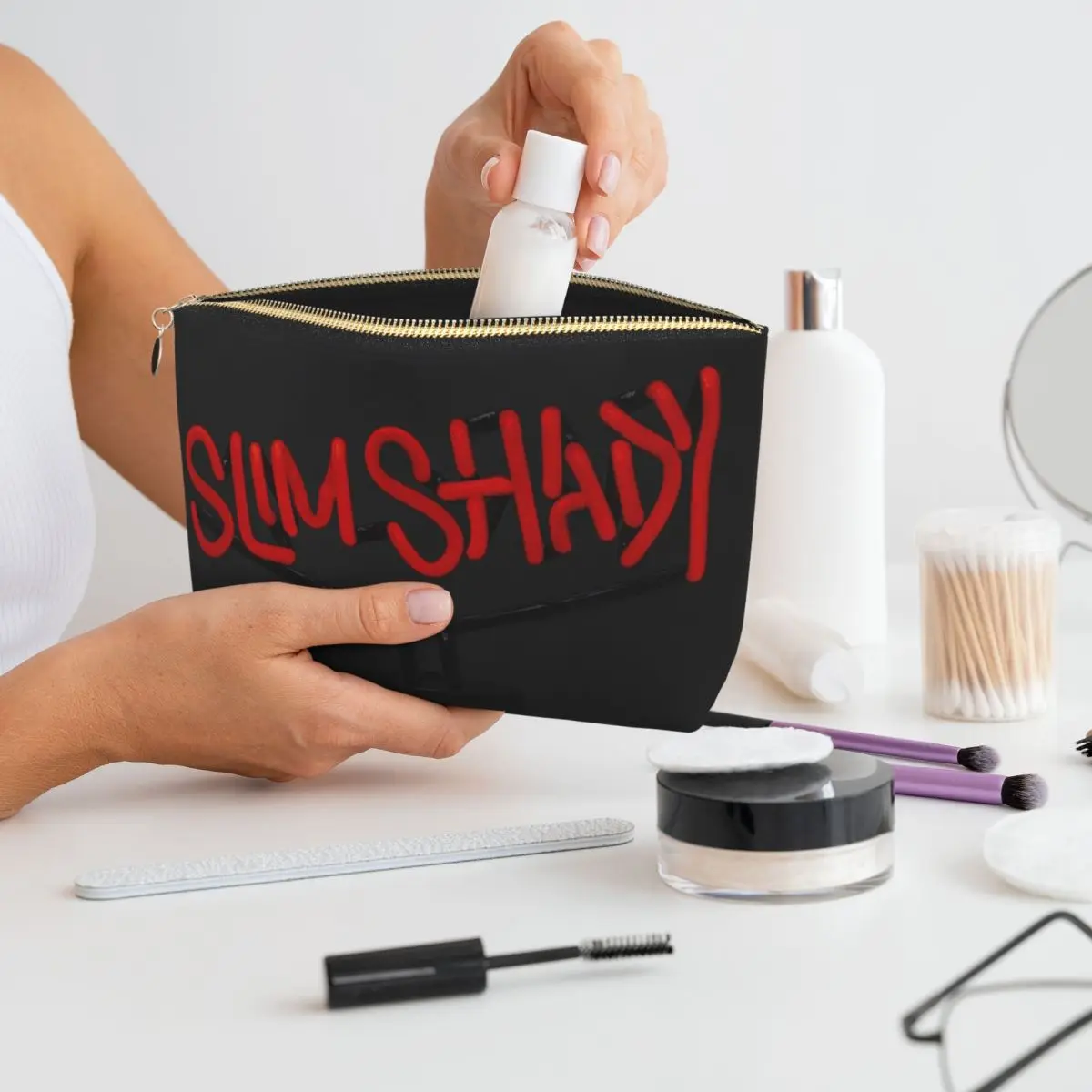 

The Death Of Slim Shady Eminem Women Cosmetic Bags Travel Makeup Organizer Pouch Toiletry Storage Dopp Kit Box