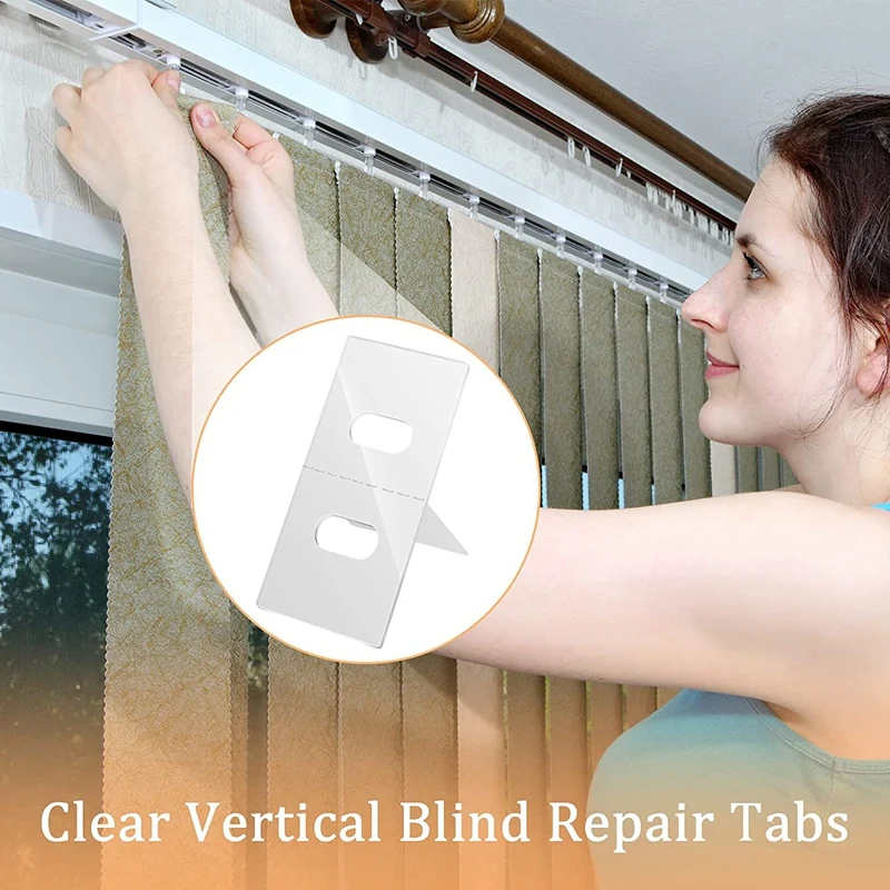 16 Set/ 32 Pieces Clear Vertical Blind Repair Tabs, Vertical Blind Repair Vane Savers, Vertical Blinds Replacement Slats