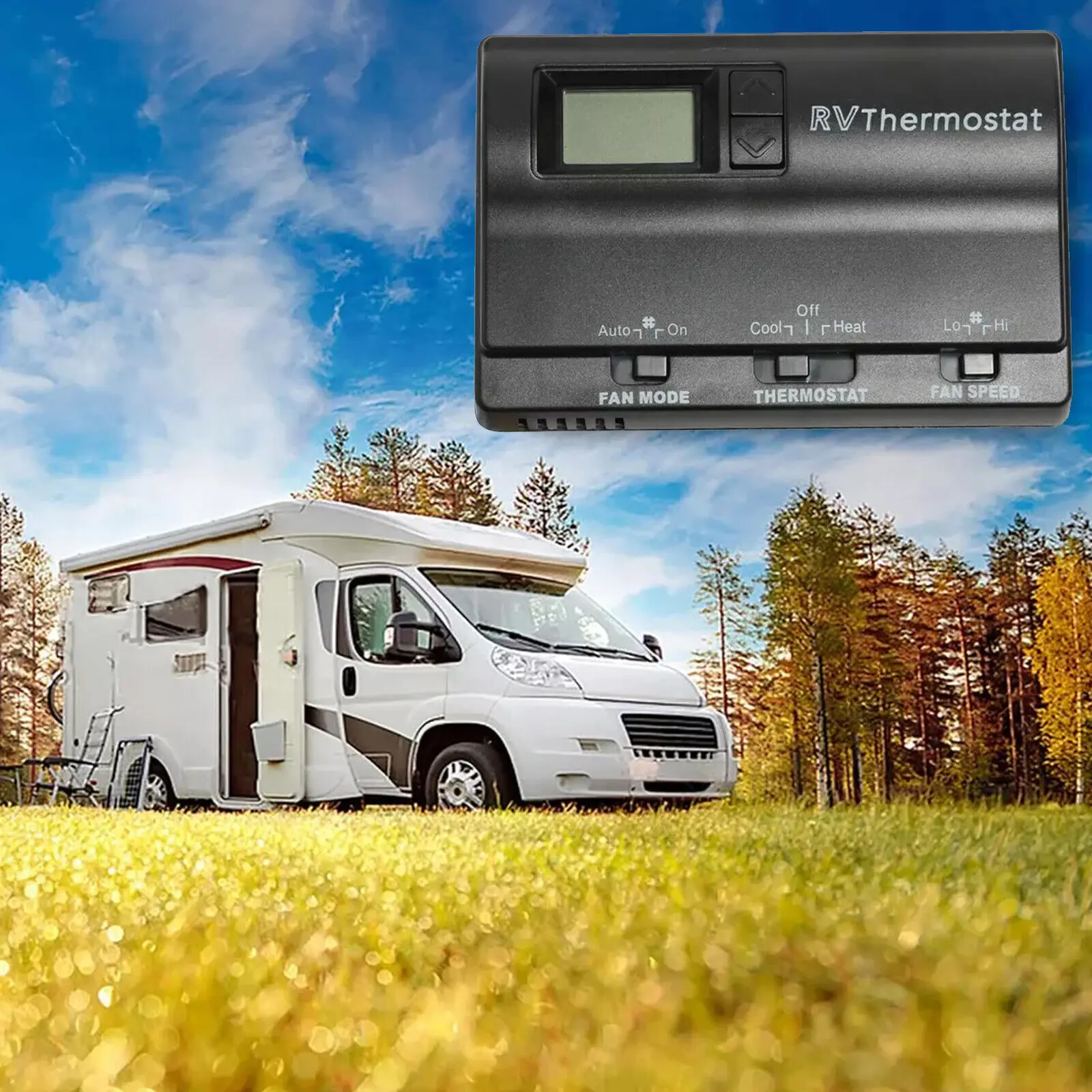 1 قطعة استبدال الحرارة السوداء/الباردة ترموستات رقمي لمنزل متنقل RV كولمان 83303362 83303862   اضغط على زر قطع غيار السيارات