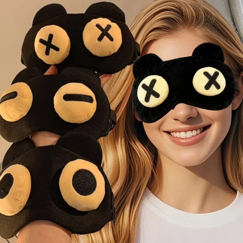3D Big Eyes Cute Sleep Eye Mask Warm Compress Adjustable Strap Eye Mask for Deep Sleep and Light Blocking Comfortable Eye Cover