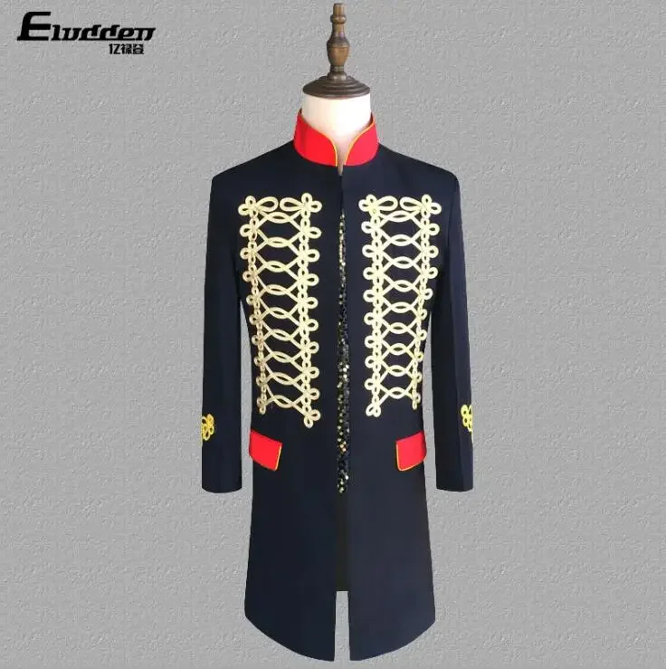 Court costume personality clothes men suits designs homme terno stage singers jacket men blazer dance star style dress punk