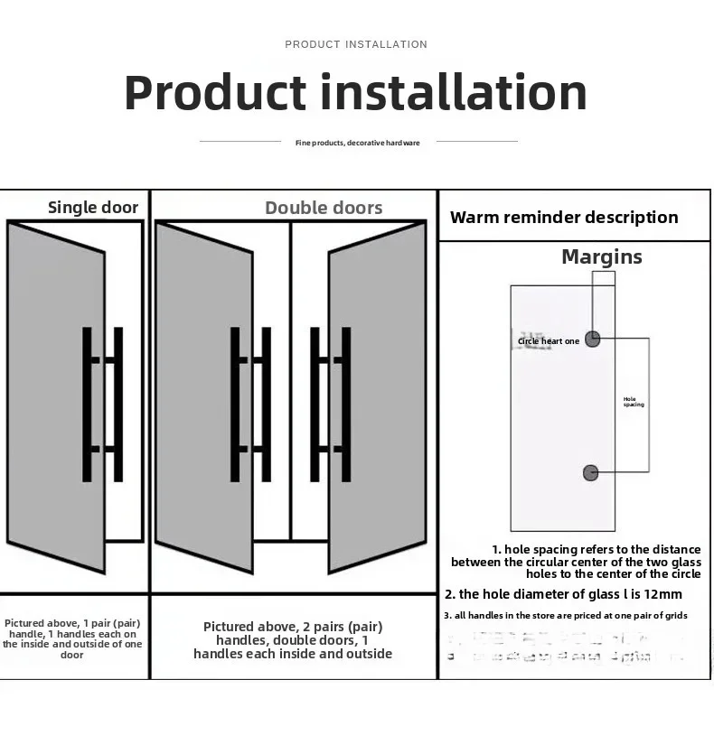 Aluminum alloy handle hotel door handle brass handrail