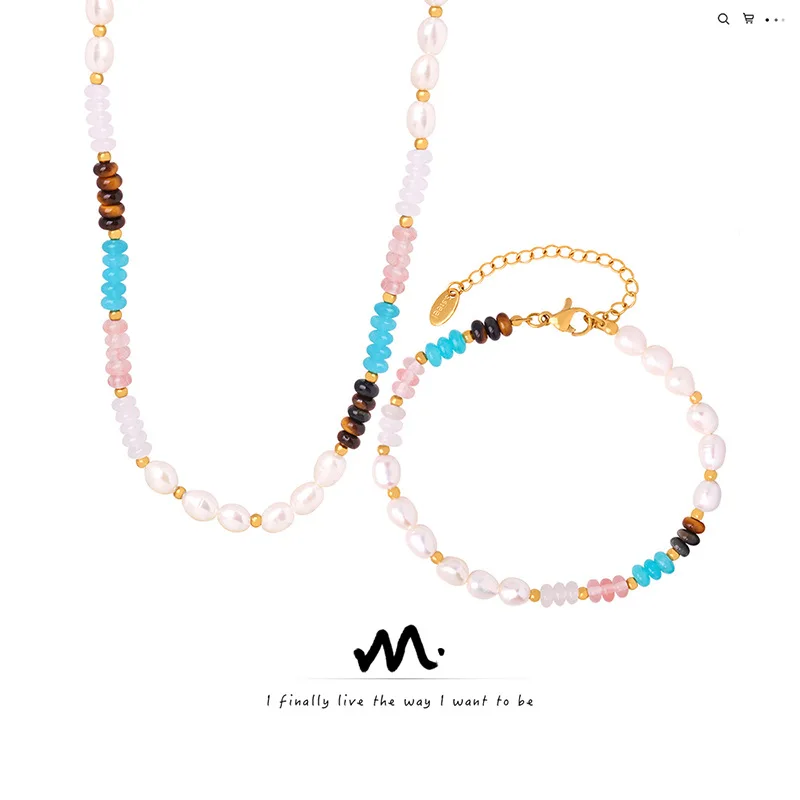 

【Mirrordust】Этнический стиль, дизайн из натурального камня, жемчуг из бисера, элегантное ожерелье, браслет для женщин