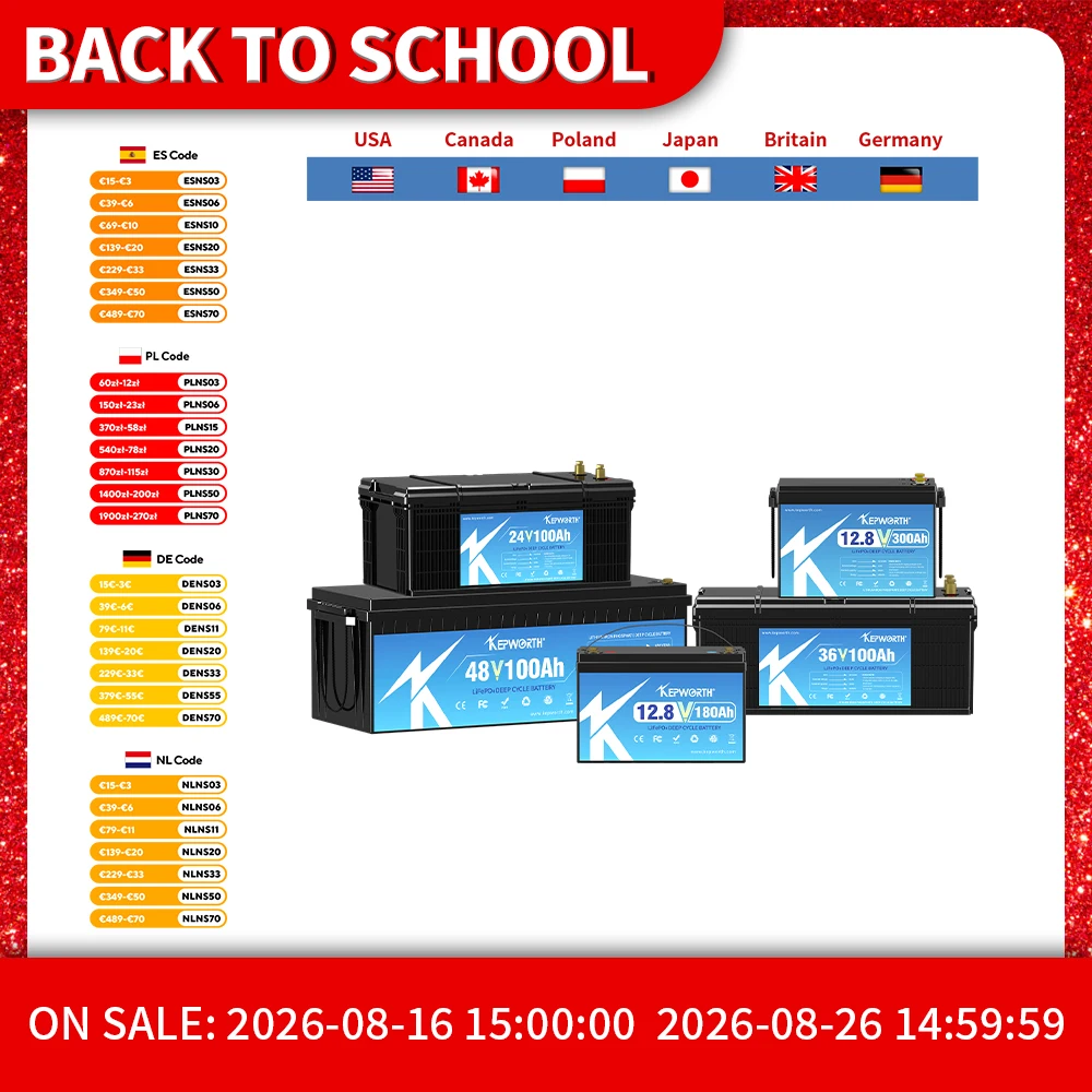 KEPWORTH 12V 100Ah 120Ah 135Ah LiFePO4-Akku mit integriertem, verbessertem BMS, tiefen Zyklen, perfekt für Wohnmobile, Marine, Heimeenergie