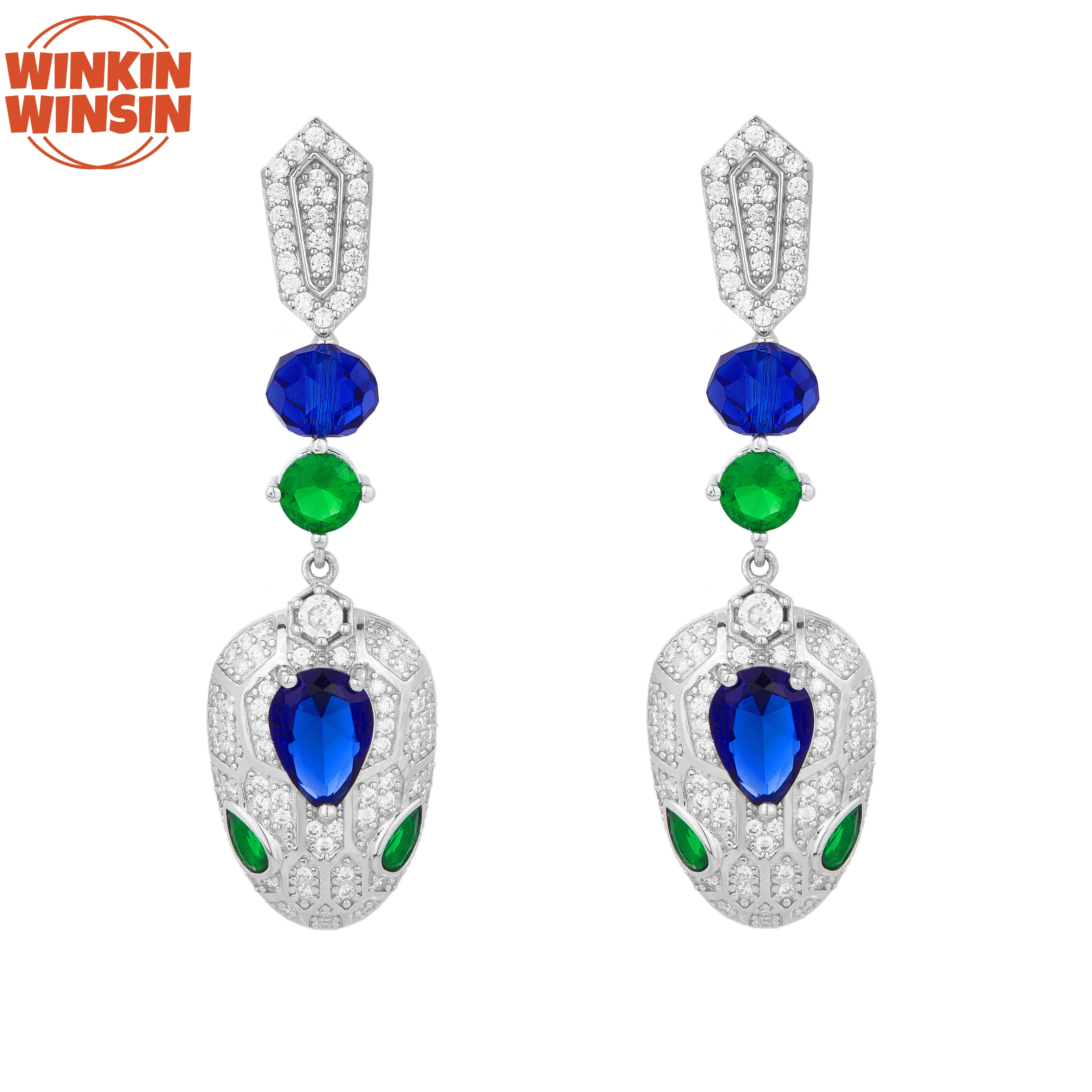 

Winkin Winsin Brand Serpent Spirit 925 Sterling Silver Earrings High Quality Gemstones Pendant Drop Earrings For Woman Jewelry