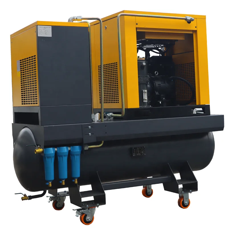 

Single Phase 16bar Inverter Compressor 10HP 20HP 22KW 220V 480V Double Voltage Screw Type Oil Machine for Equipments