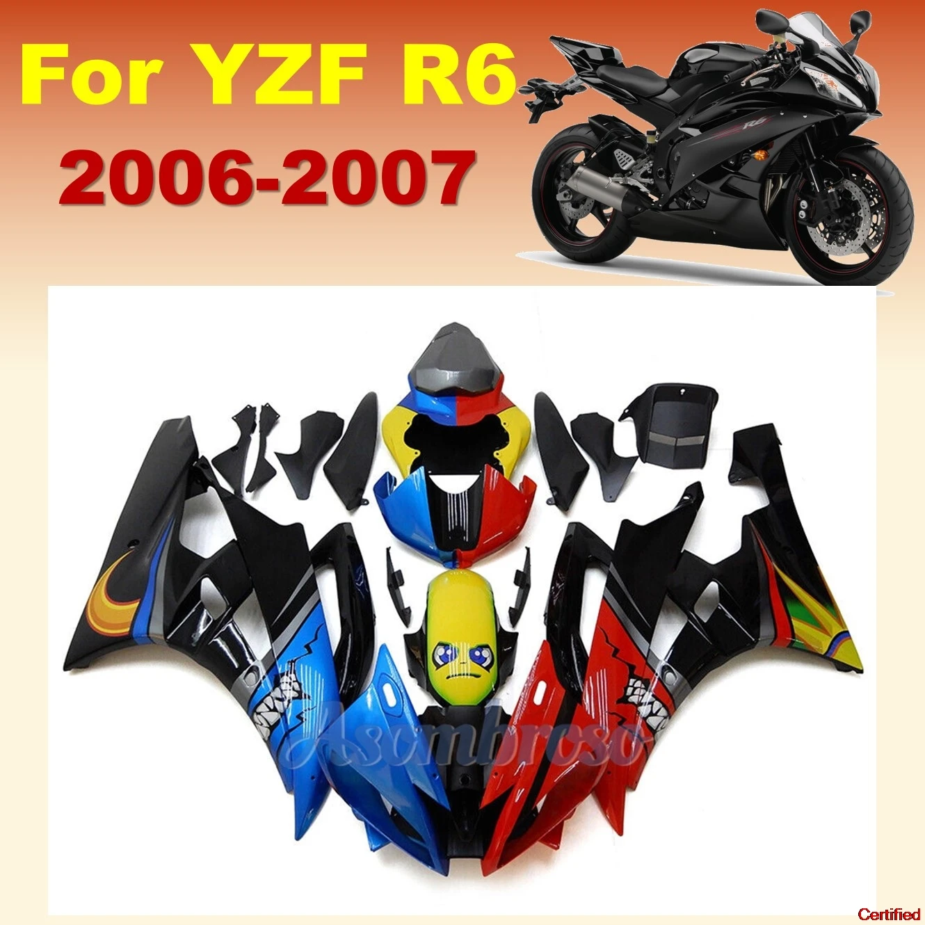 

НОВЫЙ комплект обтекателей для мотоцикла в стиле акулы цвета ABS для YAMAHA YZF R6 2006 2007 r6 06 07, комплект кузова из АБС-пластика