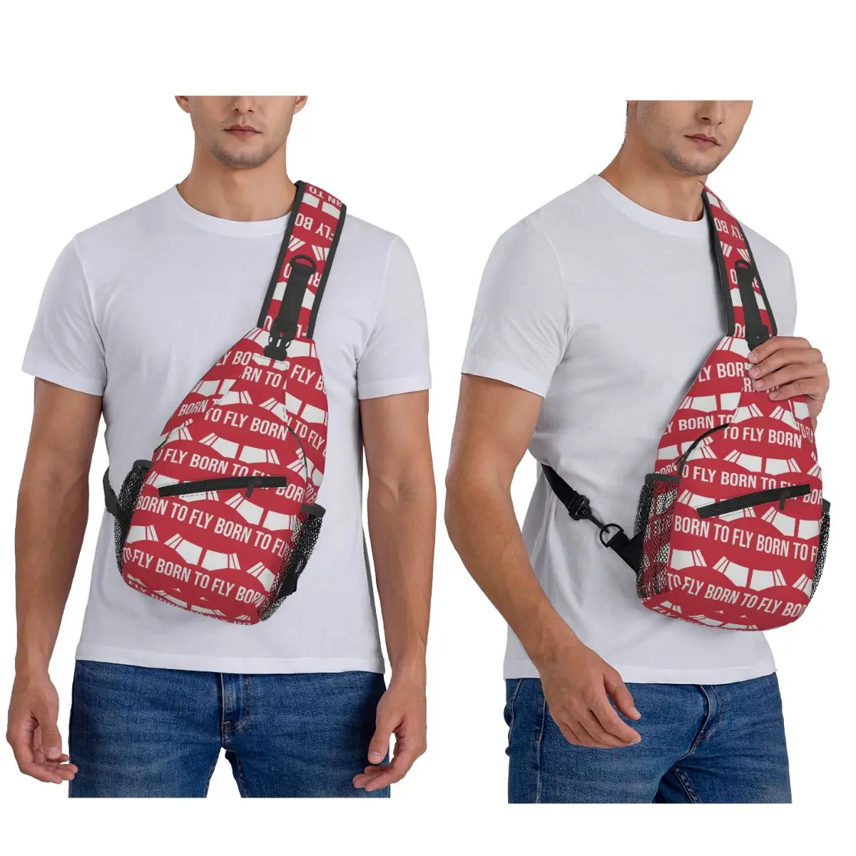 Born To Fly Flight Pilot Flying Aviation Aviator Chest Bag Men Sling Crossbody Backpack Chest Bag Hiking Daypack Shoulder Bag view 5