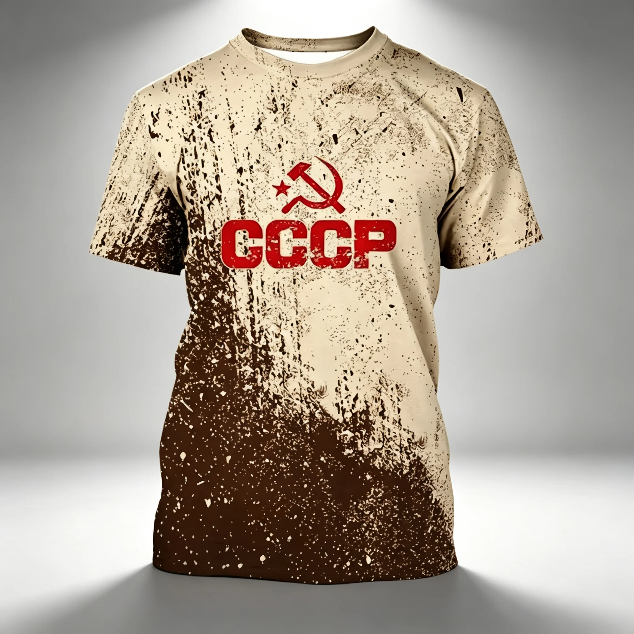 CCCP Soviet Union Hammer and Sickle Pattern T-shirt, Men's Breathable Quick-Drying Sports T-shirt