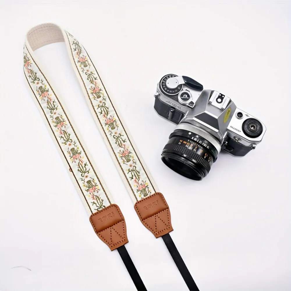 Camera Shoulder Strap Neck Strap Wider Thicker Vintage Retro Long Easy Install Buckle Strap Flower for Sony Fuji Canon Nikon