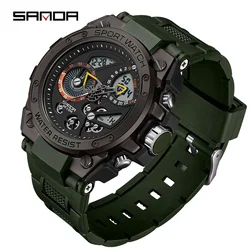 SANDA 9020 Men Watch  Men's Watch Electric Watch Multi-Function Fashion Trend Outdoor Luminous Alarm Clock Waterproof Shockproof