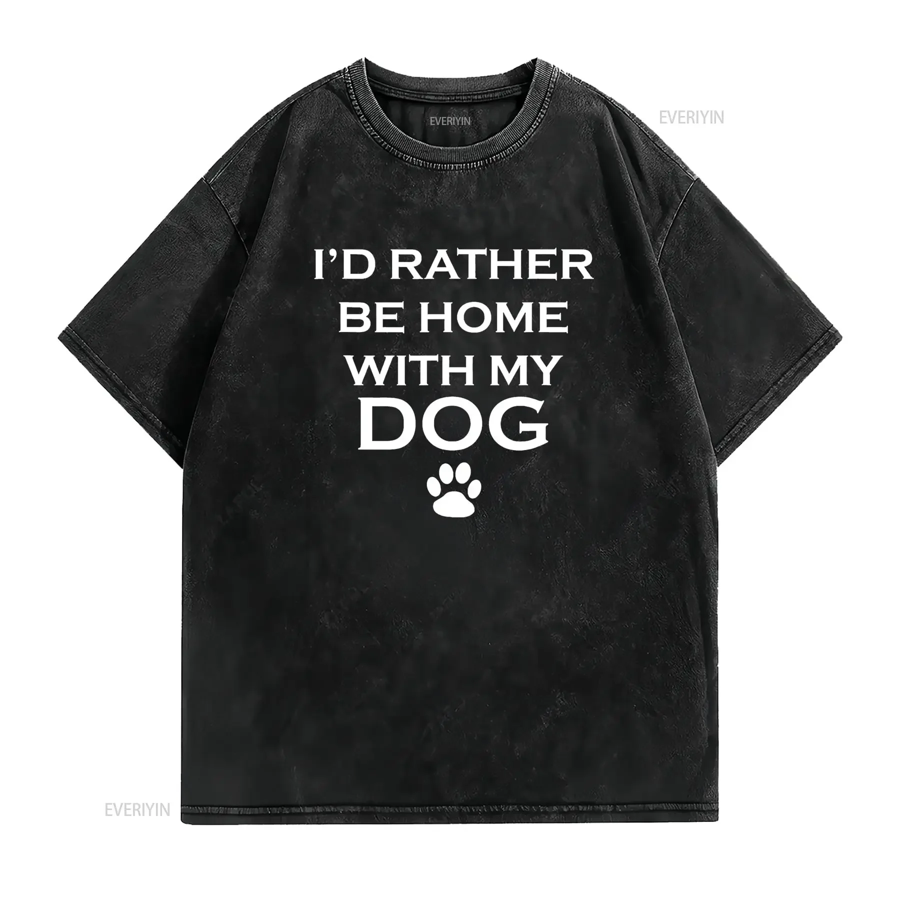 Funny I d Rather Be Home With My Dog T shirt vintage Washed Casual designer clothes fashion Stylish streetwear - view 2