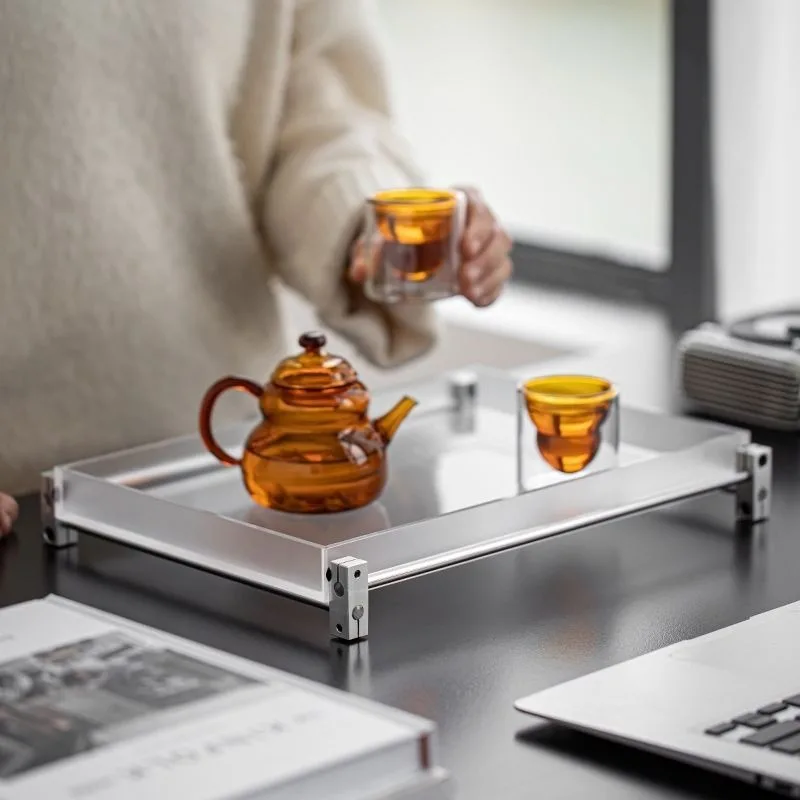 Luxury Minimalist Acrylic Teapot Cup Holder Storage Organizer Office Home Tea Table Multifunctional Decor Novelty New Indoor 5