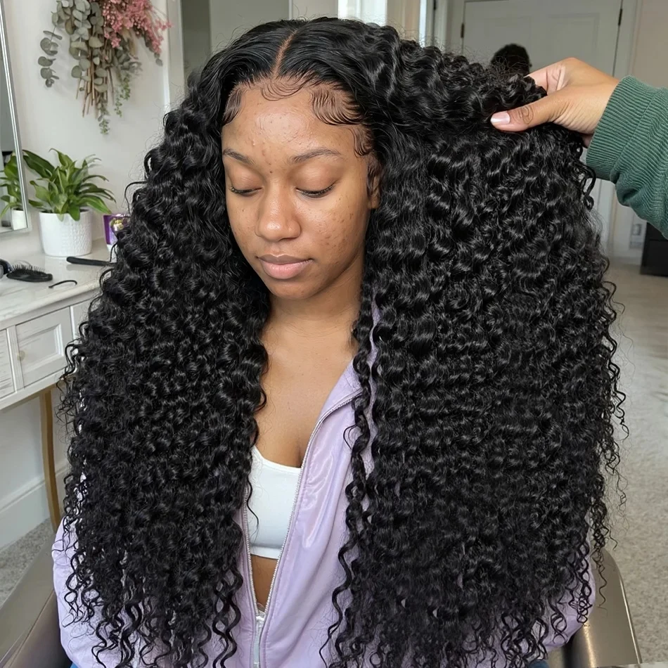 

100% Human Hair Curly 13x6 HD Lace Front Human Hair Wigs Pre Plucked 36 Inch Real Human Hair 220 Density 13x4 Deep Wave Lace Frontal Wig Glueless Brazilian
