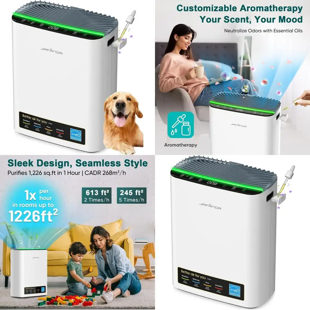 

Очиститель воздуха для больших помещений: HEPA-фильтр, монитор PM2.5, ультратихий для сна, удаляет шерсть животных, пыль, запахи, пыльцу, аллергены