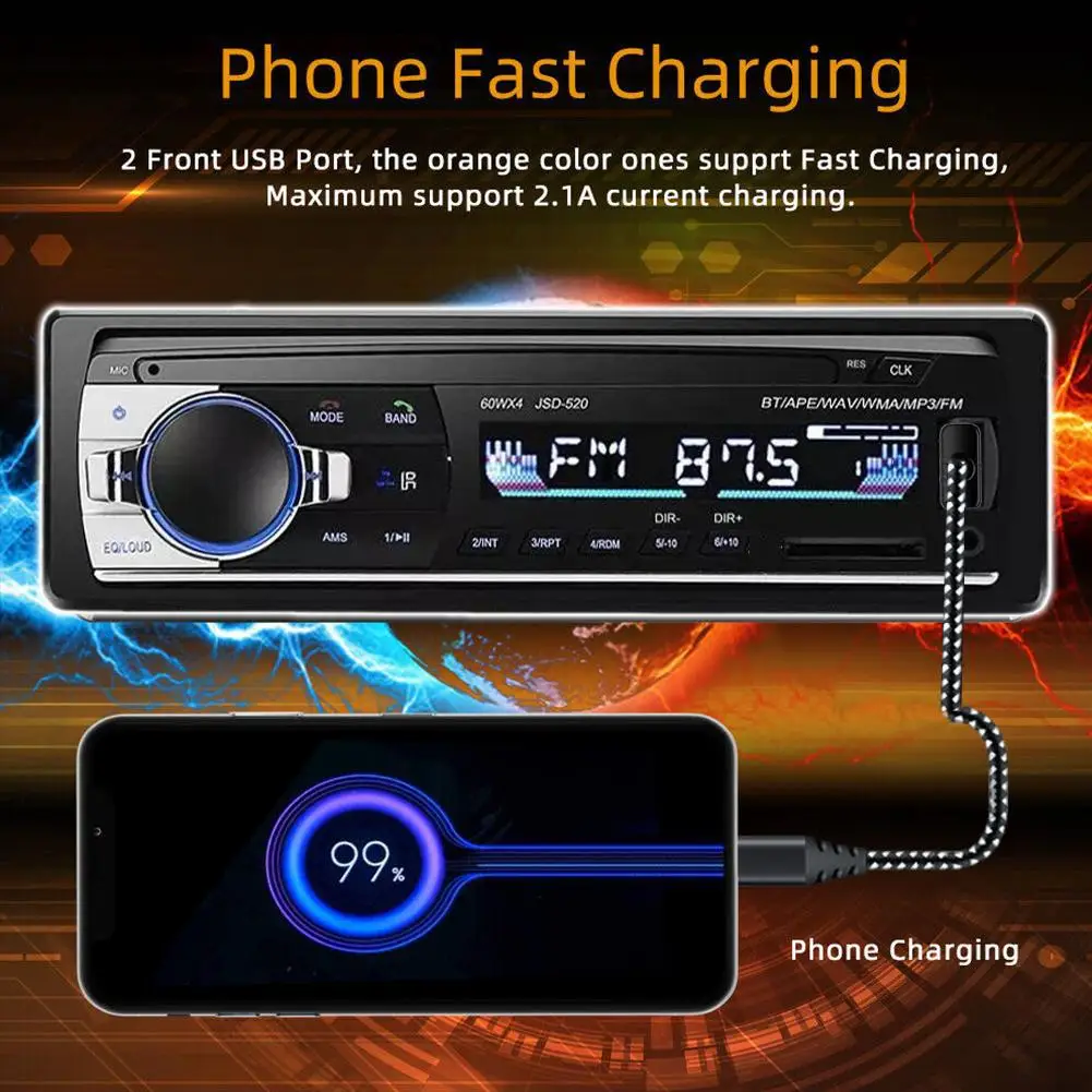 Car Mounted Bluetooth MP3 Single Chip Car Card Insertion USB Flash Drive FM Radio Bluetooth MP3