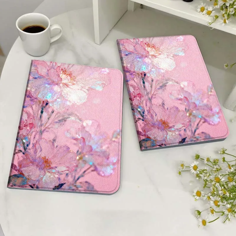 

Pink Iridescent Flower Petal For Honor MediaPad MatePad 6 7 X8 M5 M6 V6 V7 T5 T10 T10s 10 11 SE C5e X8a Pro Lite Tablet Case