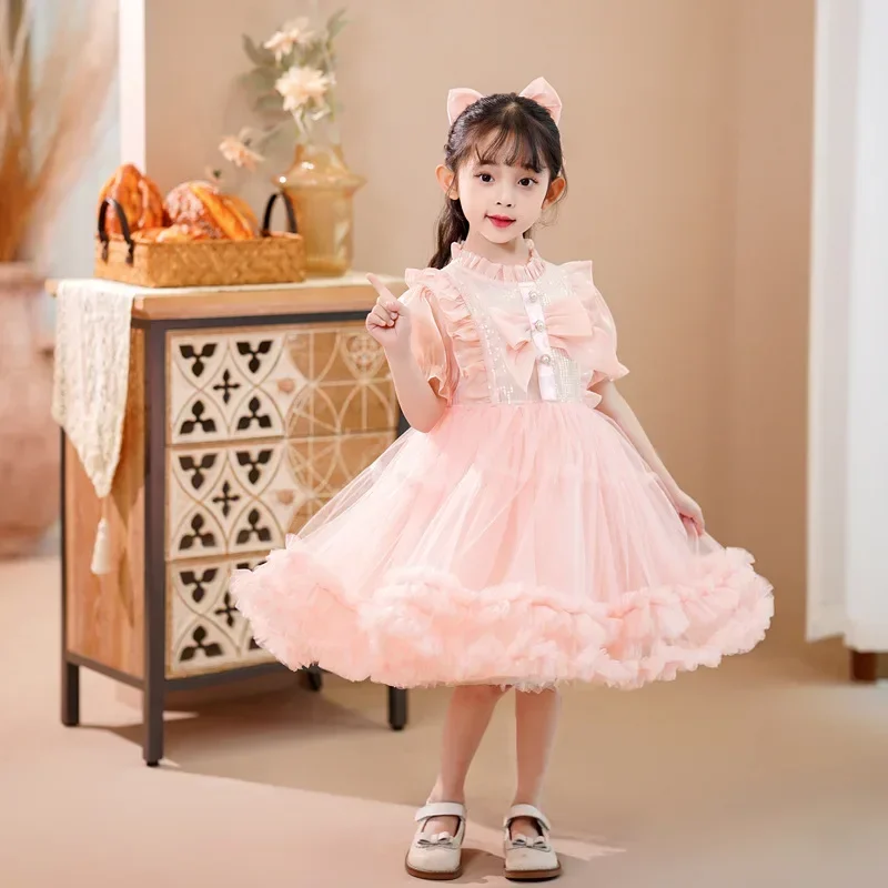 Vestito di garza soffice per ragazze, nuova versione coreana dell'estate 2023, vestito da principessa elegante, vestito alla moda da bambina