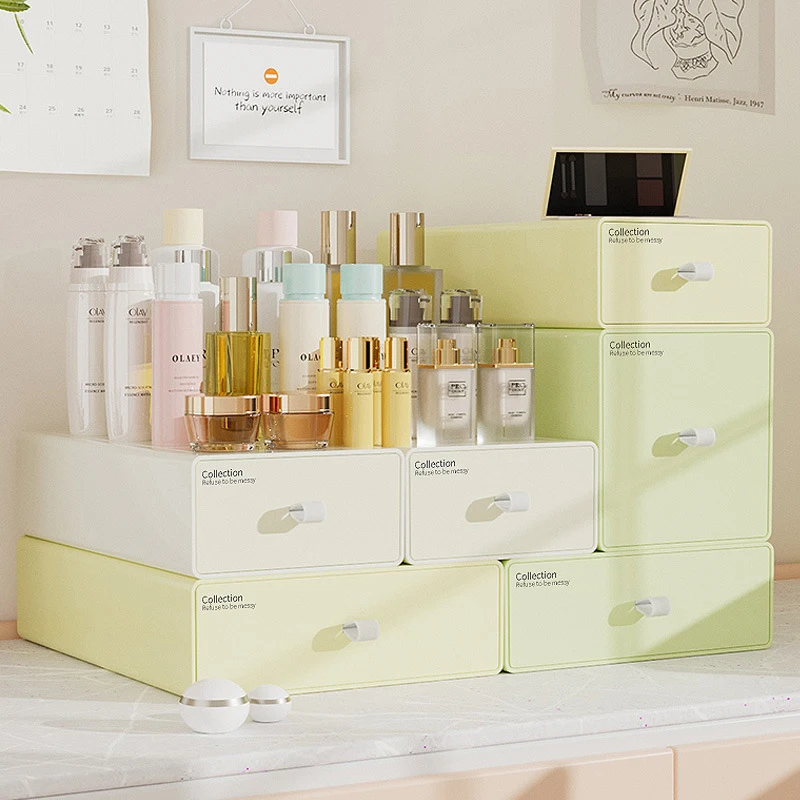 INS Ice Cream Color Desktop Cabinet Stackable Storage Box Drawer Type Home Office Stationery Cosmetics Organizer