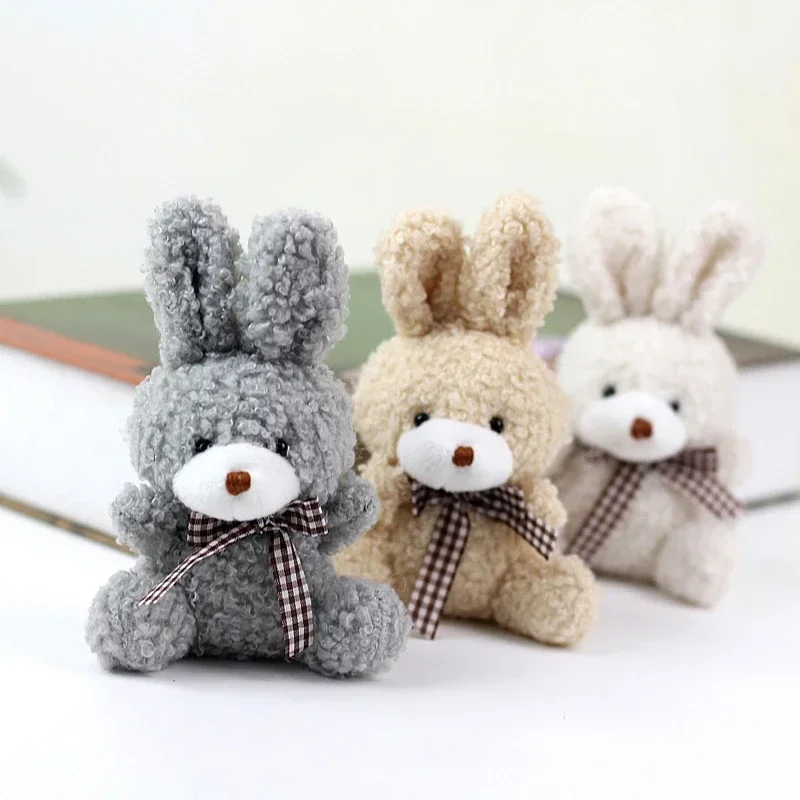 Porte-clés en peluche lapin mignon pour enfants, nœud en peluche, jouets doux au beurre, pendentif Kawaii, porte-clés de sac, décoration de porte-clés, cadeaux pour filles, 12cm