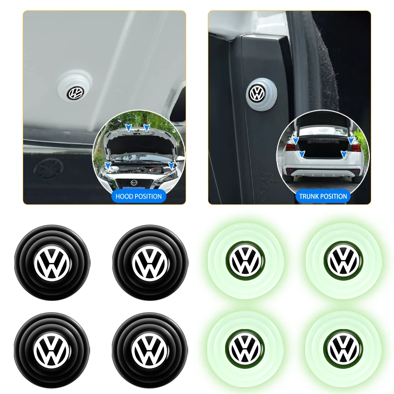 Car Door Shock Absorber Mats Silicone Luminous Soundproof Stickers Buffer For Volkswagen VW Golf 4 6 GTI Tiguan Passat B5 B6 B7