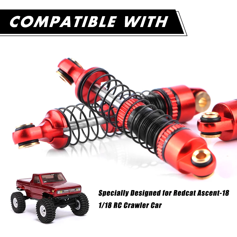 53mm Aluminum Threaded Shock Absorber Oil Damper for Redcat Ascent-18 1/18 RC Crawler Upgrade Parts (Red) - view 6
