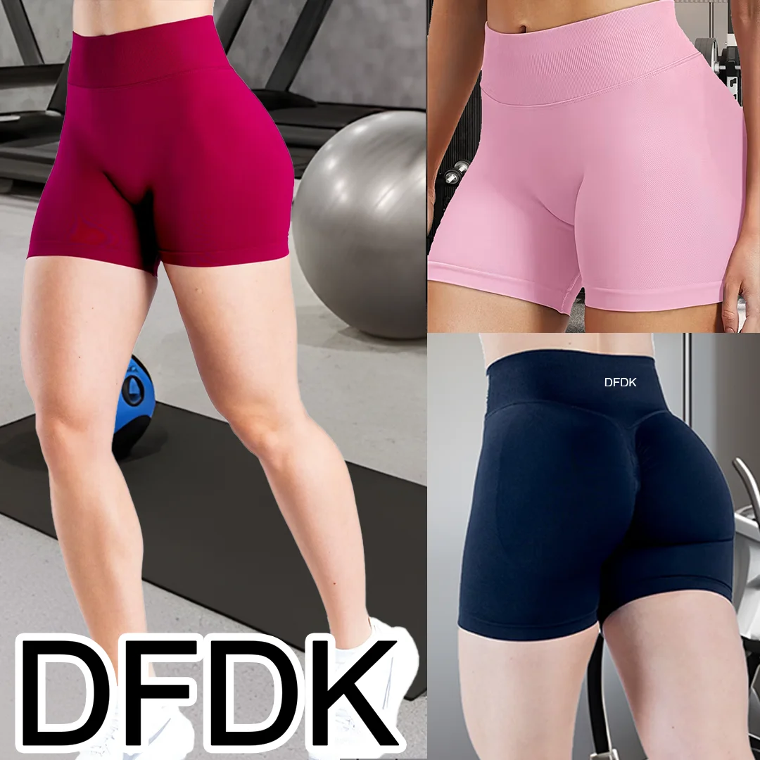 DFDK Women High Rise Scrunch Booty Shorts Seamless Push Up Shaping Squat Proof Anti Rolling Fitness Gym Athletic Running Yoga
