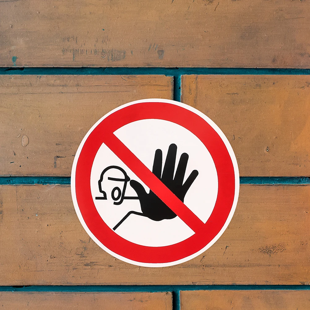 5pcs Safety Warning Sign Stickers No Entrance Machine Decals Self Adhesive Vinyl Round Labels Room Caution Tags