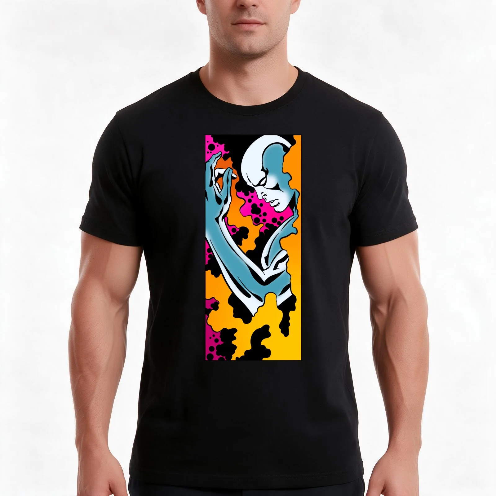 Surfer T-Shirt, Summer Casual Cotton Tee, Oversized Streetwear Tops, Vintage Graphic Print, Loose Fit Short Sleeve, 100% Cotton