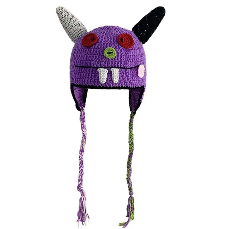 R1WE الكبار للجنسين الشتاء الكرتون للوحش شكل قبعة قبعة متماسكة الدفء قبعة ناعمة كاليفورنيا