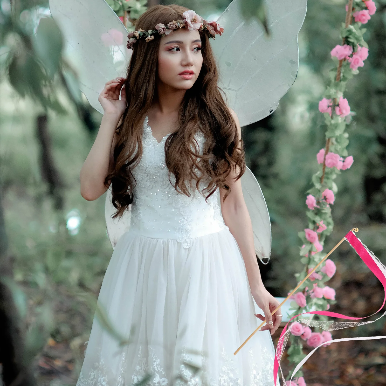 

10Pcs Ribbon Fairy Wands Premium Handheld Streamers for Wedding Send Off Ideas Party Decoration Festive Photo Props