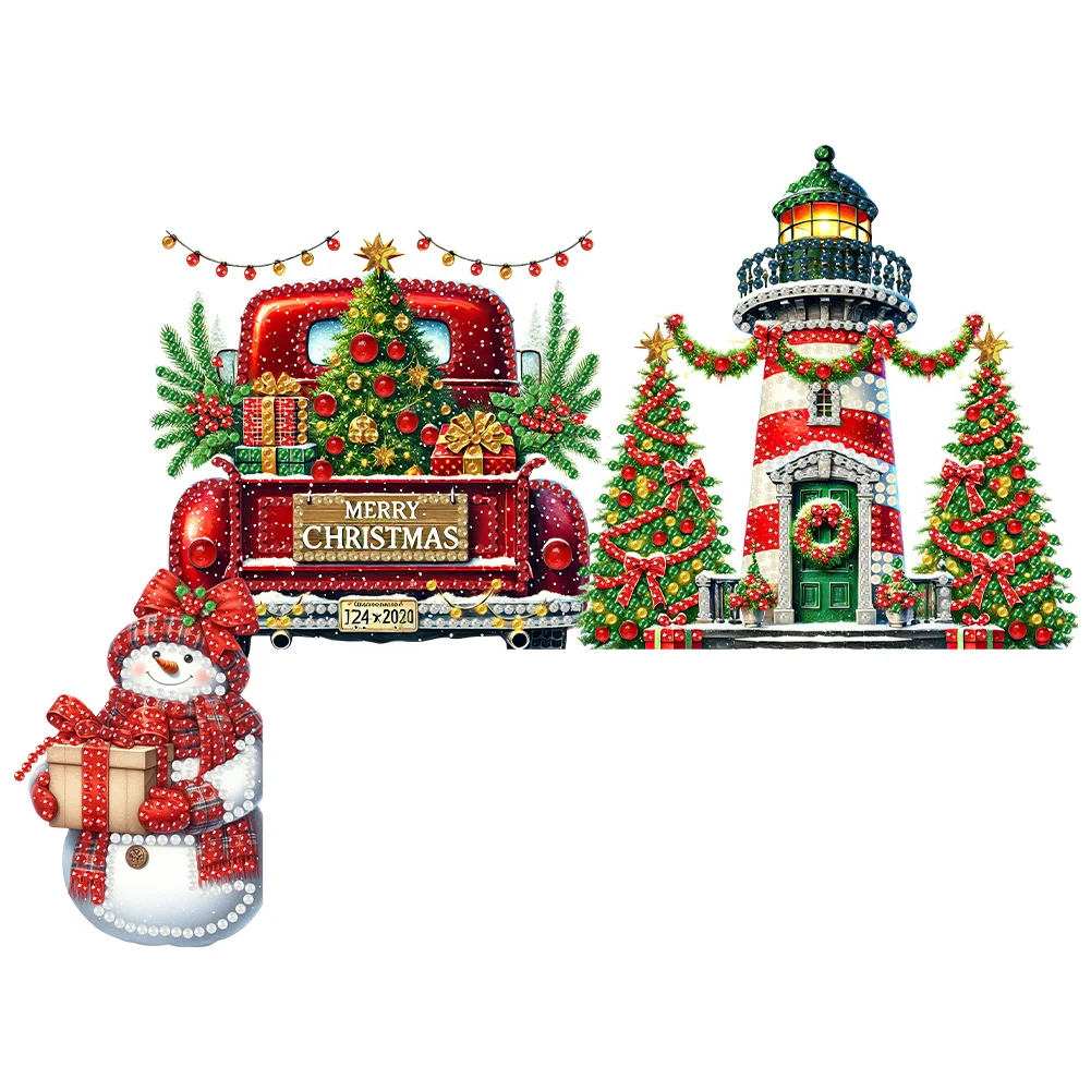 DIY Xmas Diamond Painting Door Corner Pendants Diamond Arts Set Door Frame Hanging Decor Wooden Door Decoration for House Layout