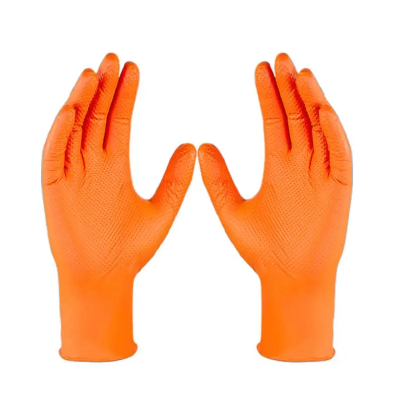 

Nitrile Gloves Texture Safety Work Gloves Orange Tear-Resistant Heavy-Duty Mitten Protective Safety 10x For Manufacturing