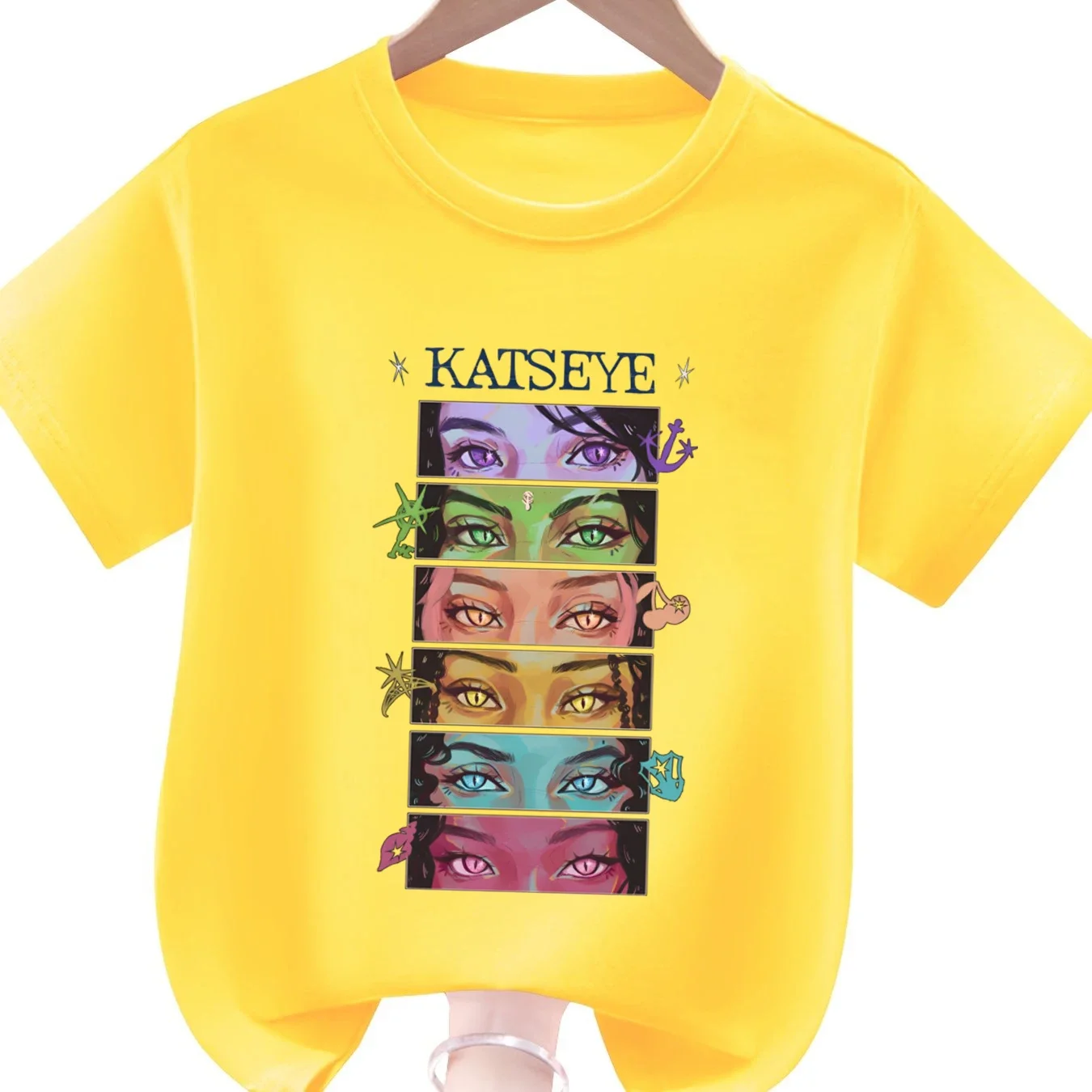 Neues KATSEYE T-Shirt aus reiner Baumwolle mit kurzen Ärmeln und Print für Mädchen, lässiges Rundhals-T-Shirt, Katseye-Design, Oberteile für Jungen und Mädchen. – Detail 4