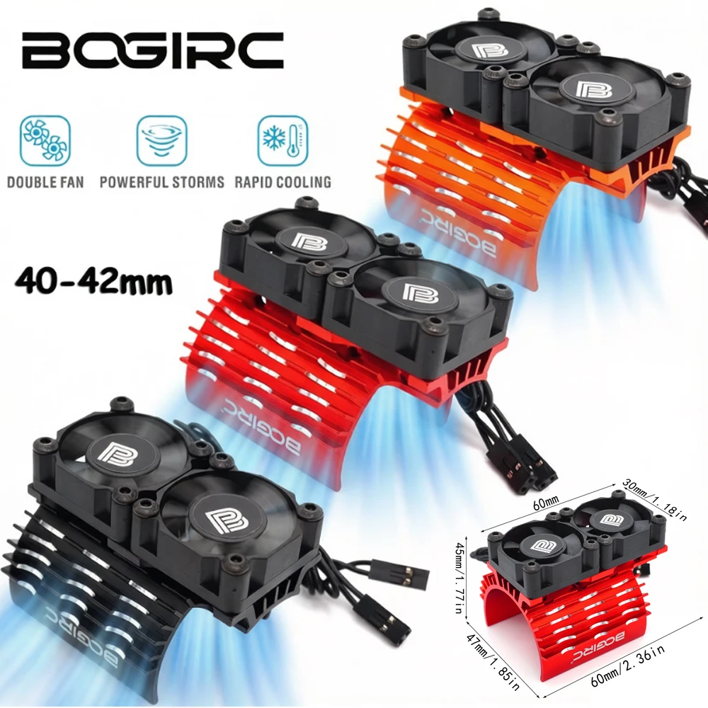 BOGIRC 40-42mm RC Motor Heatsink Dual Cooling Fan 27000RPM for 1/7 1/8 Arrma Traxxas RC Car Parts 4068 4074 4082 4268 4274 Motor