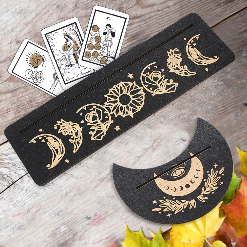 2pcs/set Wooden Tarot Card Display Stand Holder Sun Moon Phase Altar Base Witchcraft Magical Ritual Divination Meditation Tools