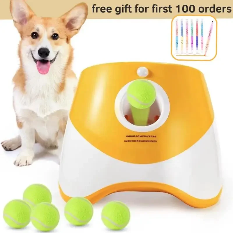 Automatic Dog Ball Launcher, Dog Ball Thrower with 3 Launching Distance, Interactive Dog Toys for Small & Medium Dogs Indoor