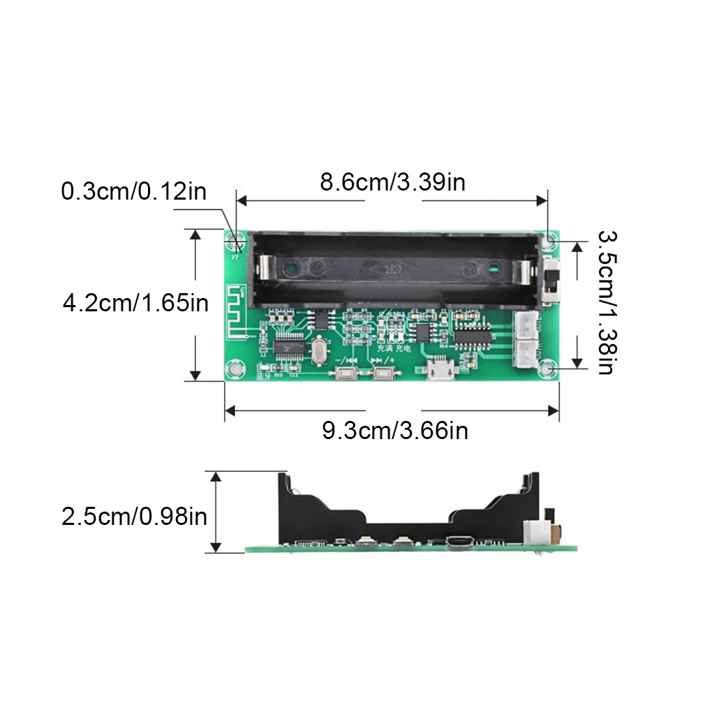 XH-A153 PAM8403 Bluetooth Amplifier Board DC 5V 3W*2 2.0 Channel Audio AMP with 18650 Battery Case For Speakers