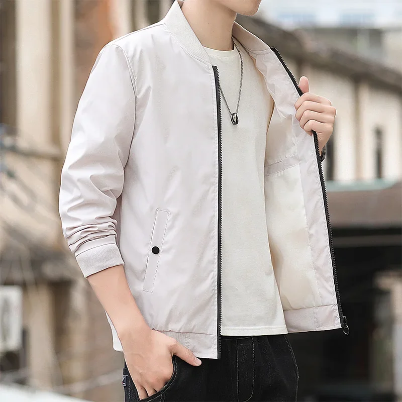 TFETTERS New Jacket Men Clothing Korean Fashion Baseball Collar Outerwear Coats Men Autumn Solid Casual Regular Jackets for Men