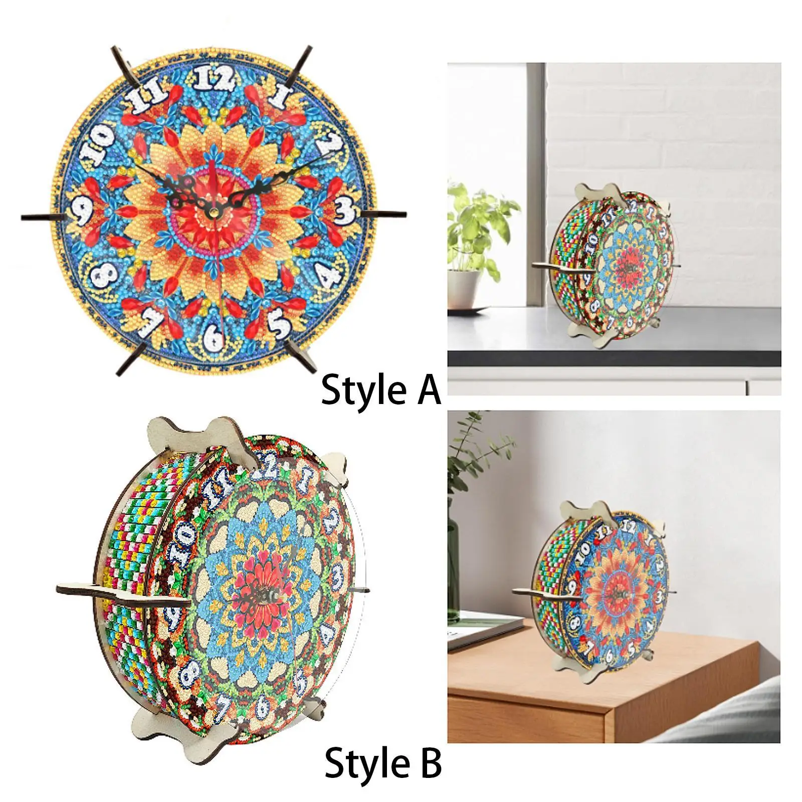 

5D Diamond Craft Clock Creative Desktop Clock for Living Room Home Decor