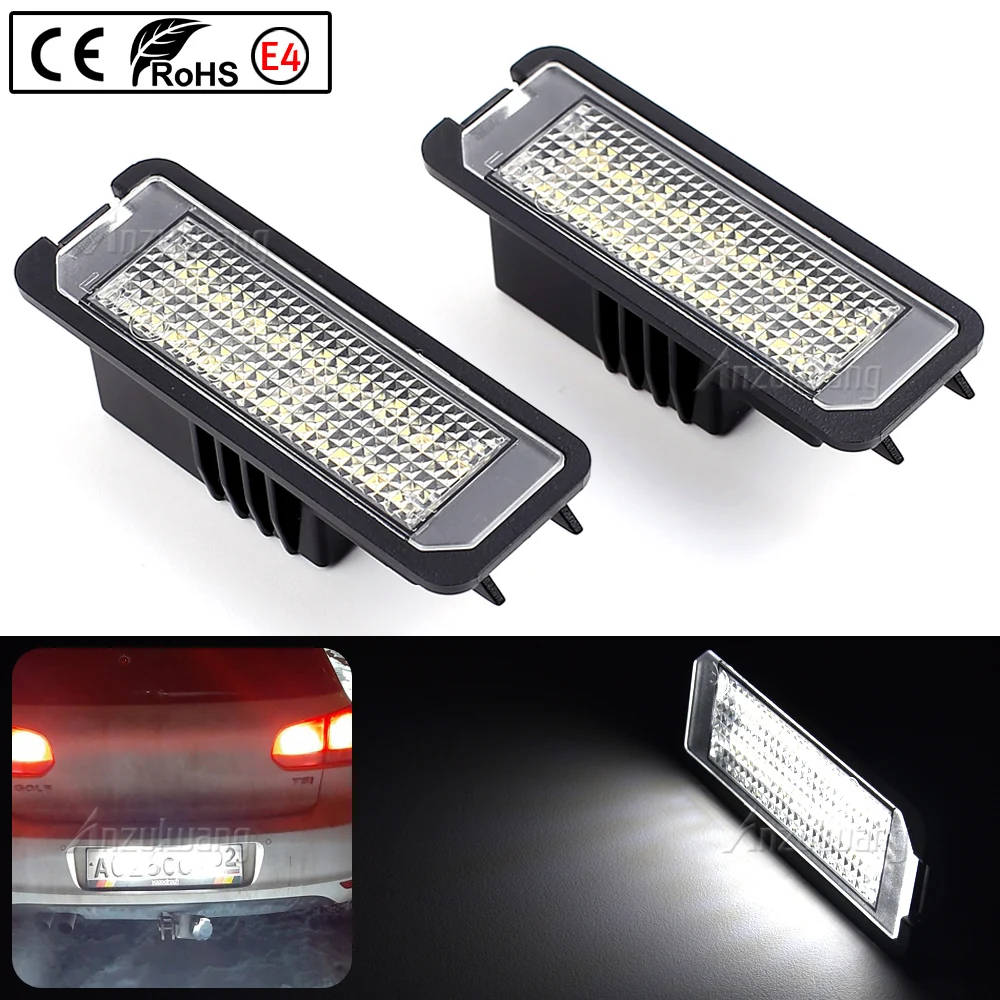 2Pcs LED Number License Plate Light Lamps For New Beetle CC Eos Golf/ GTI MK4 MK5 MK6 Lupo Passat Polo Scirocco Phaeton Rabbit